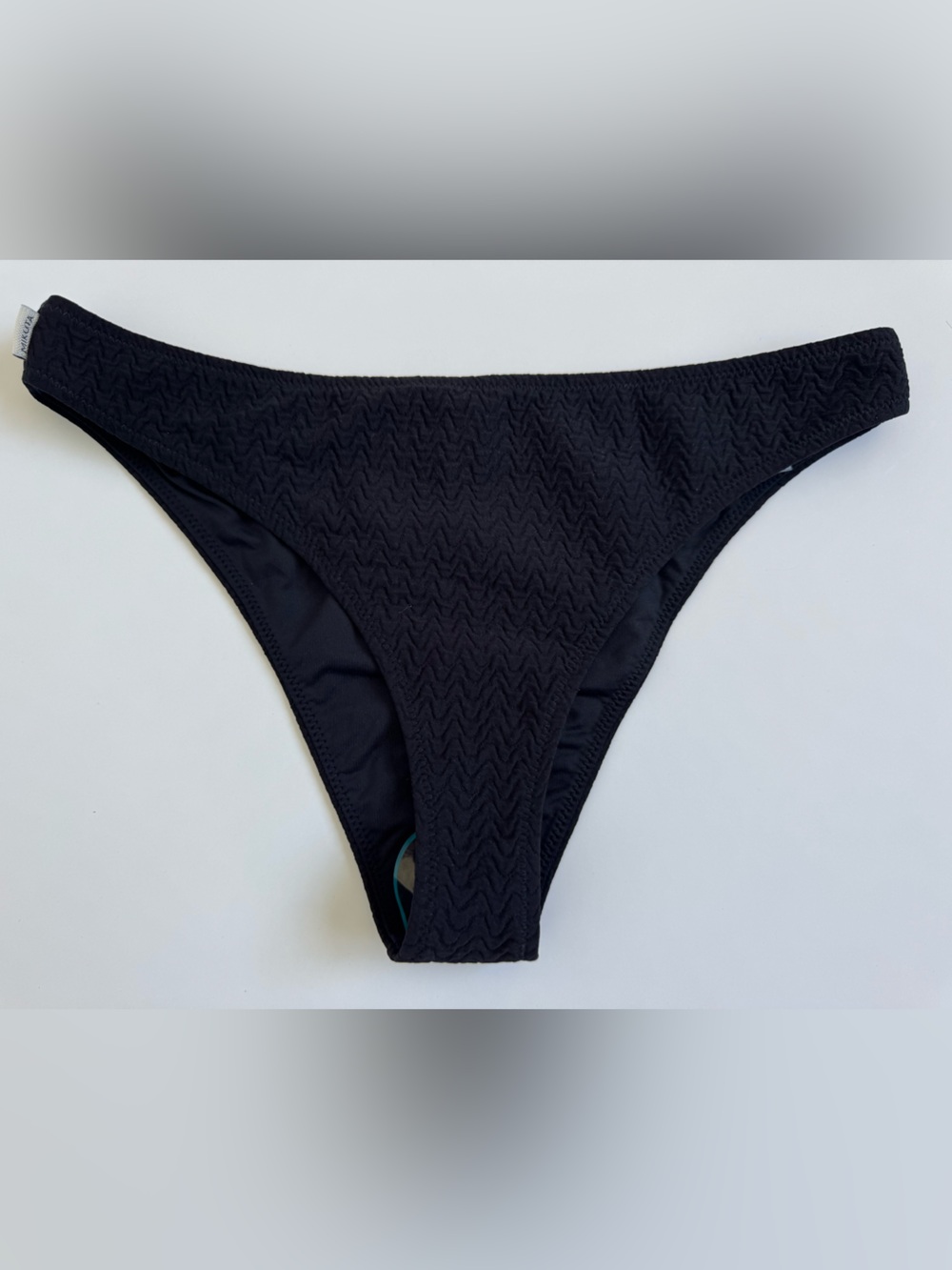 Mikuta - Black Textured High-Cut Bikini Bottom - Picture 1 of 5